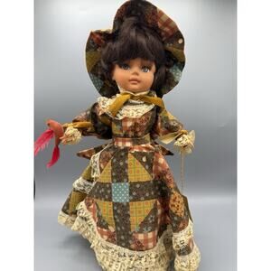Vintage Mar-Dee Creations Handcrafted Collectible Doll Patchwork Dress 13”